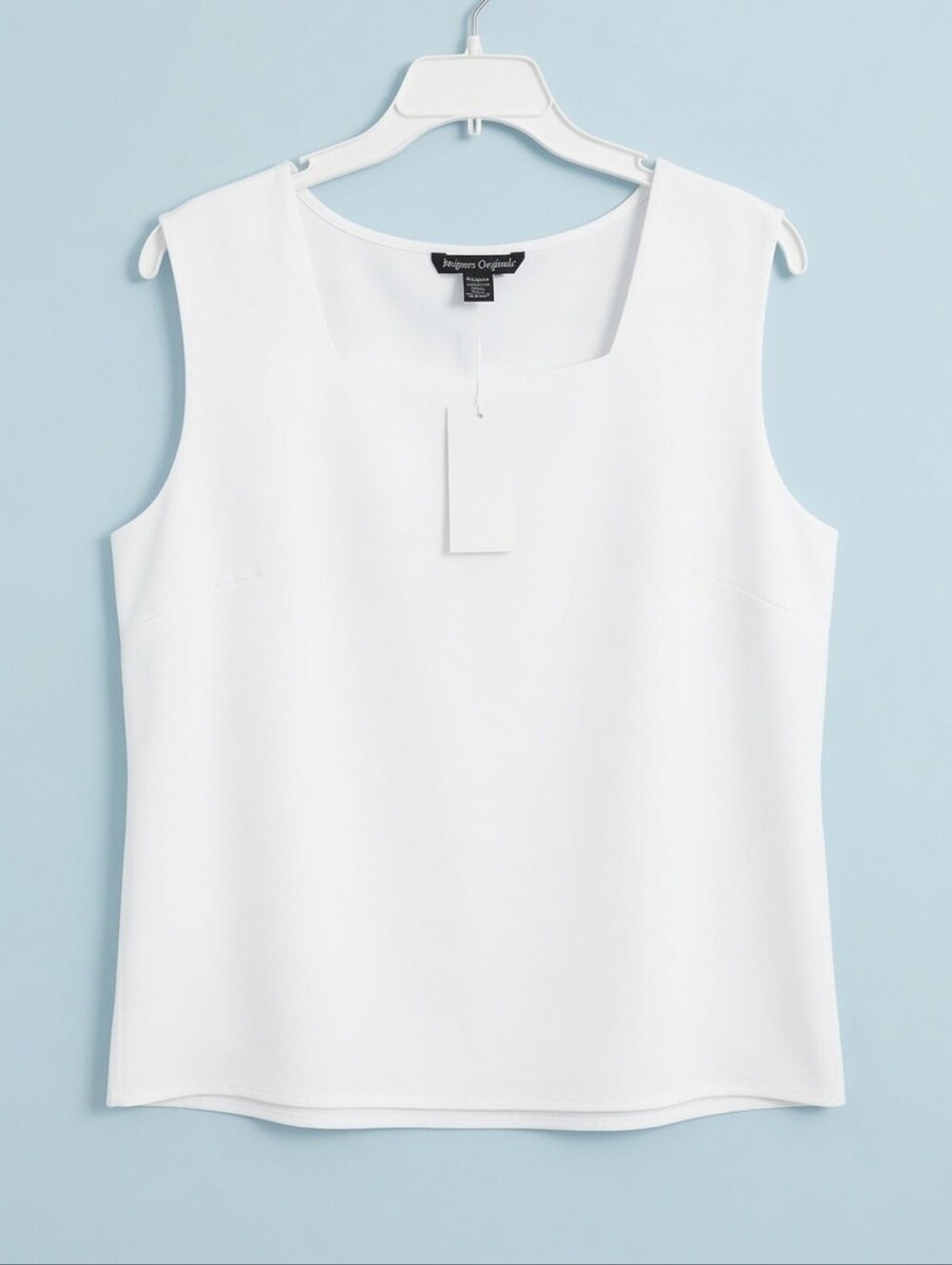 Designers Originals Cotton Stretch White Top, Sleeveless, 3X